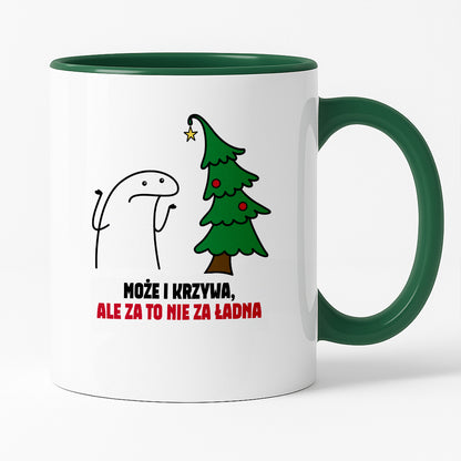 Kubek świąteczny mem "Może i krzywa, ale za to nie za ładna"