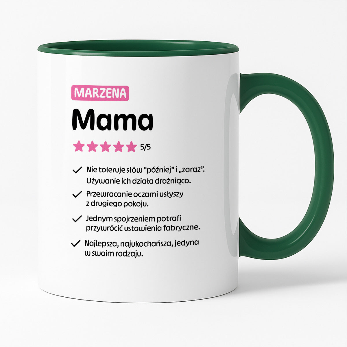 Kubek z nadrukiem - "Mama 5/5" z imieniem