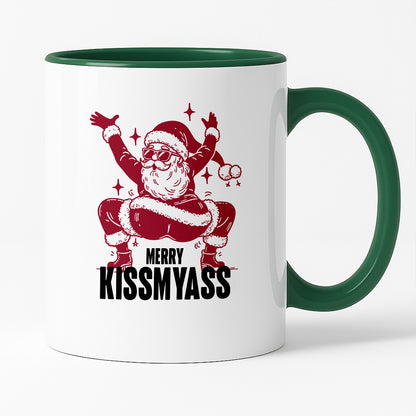 Kubek świąteczny z ✨slay✨ Mikołajem "Merry kissmyass"