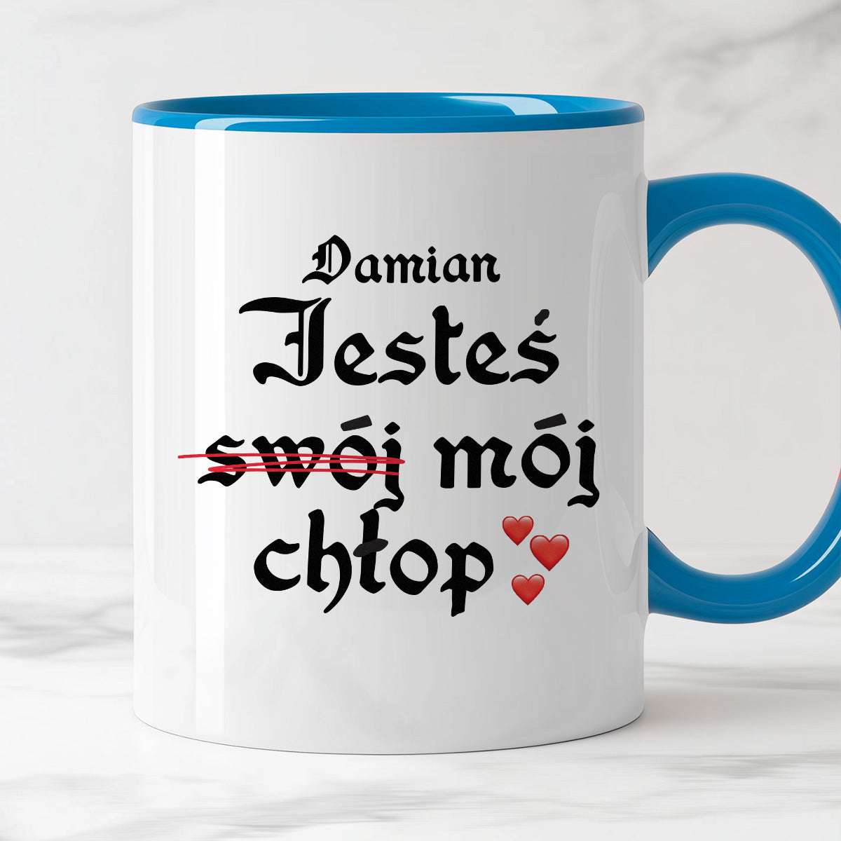 Kubek spersonalizowany z nadrukiem "Jesteś (swój) mój chłop <3"