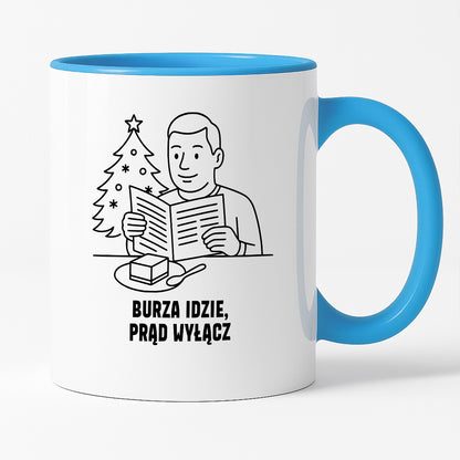 Kubek świąteczny z cytatem TATY - "Burza idzie, prąd wyłącz"