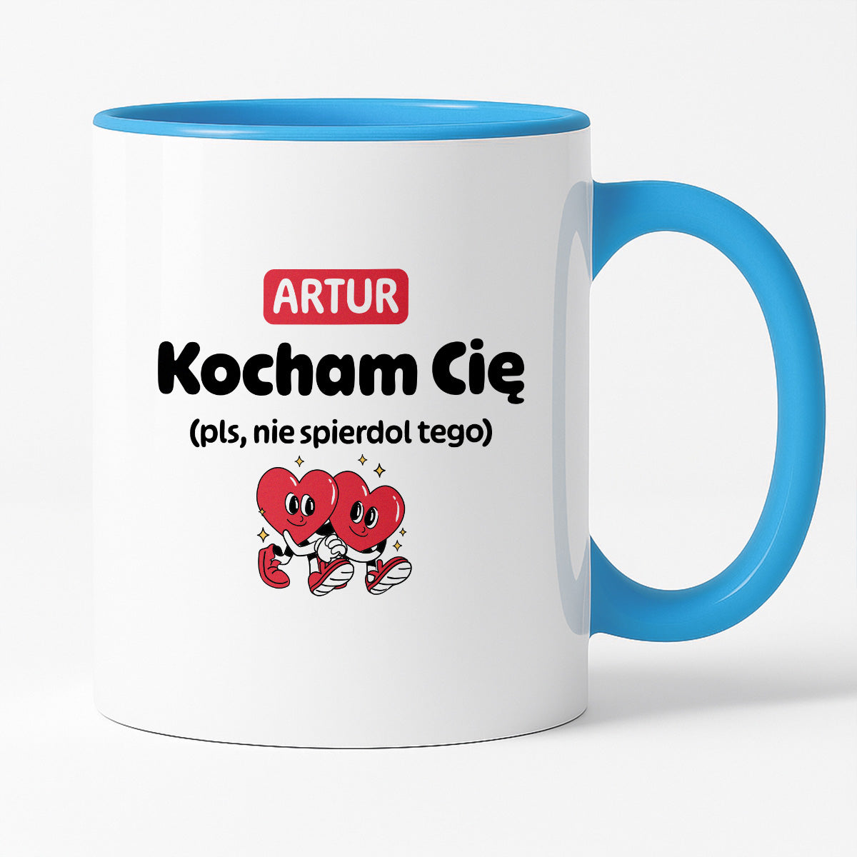 Kubek spersonalizowany z IMIENIEM "Kocham Cię (pls, nie spierdol tego)" I