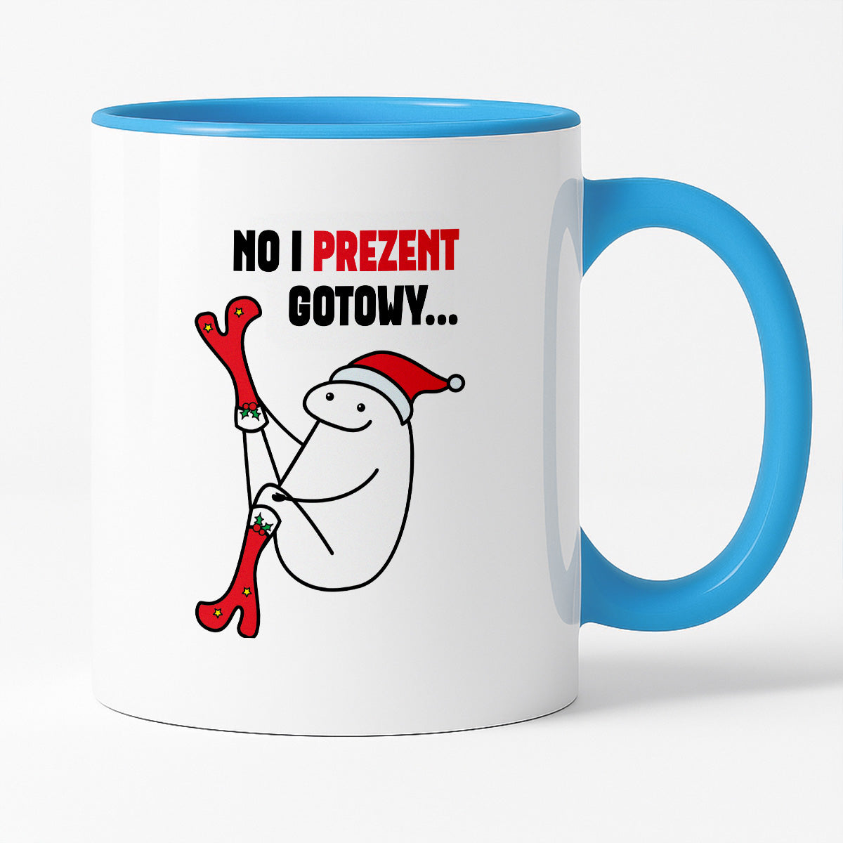 Kubek świąteczny mem "No i prezent gotowy"