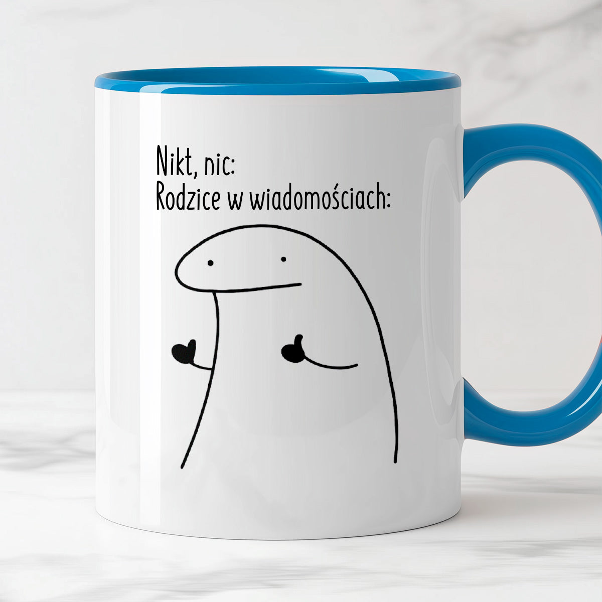 Kubek z nadrukiem "Nikt, nic: Rodzice w wiadomościach:"
