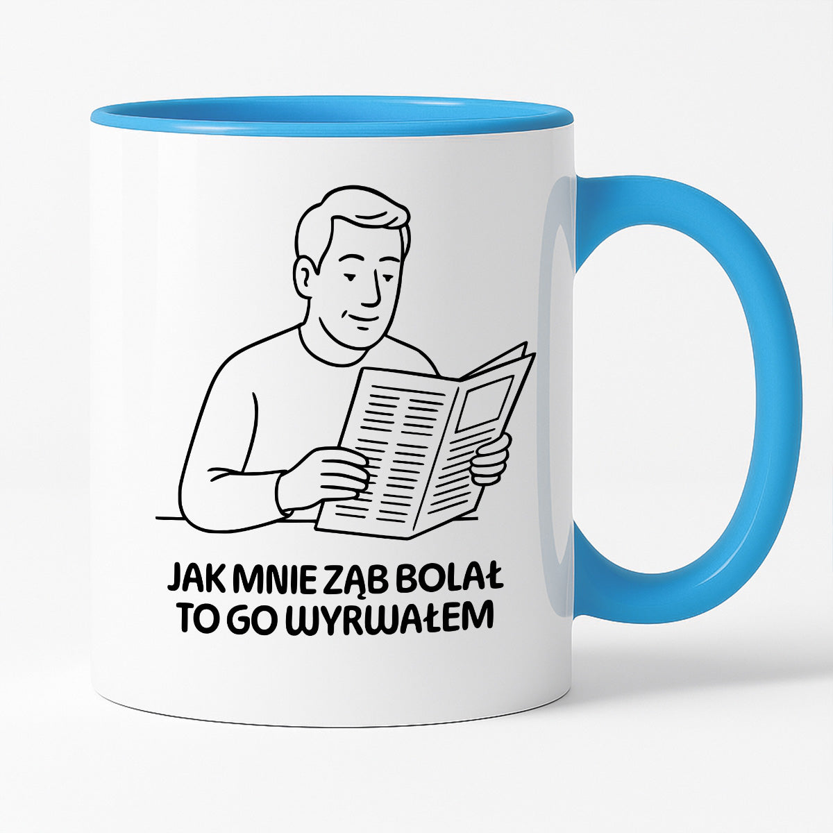 Kubek z nadrukiem "Jak mnie ząb bolał to go wyrwałem" - Cytaty TATY - DZIEŃ TATY
