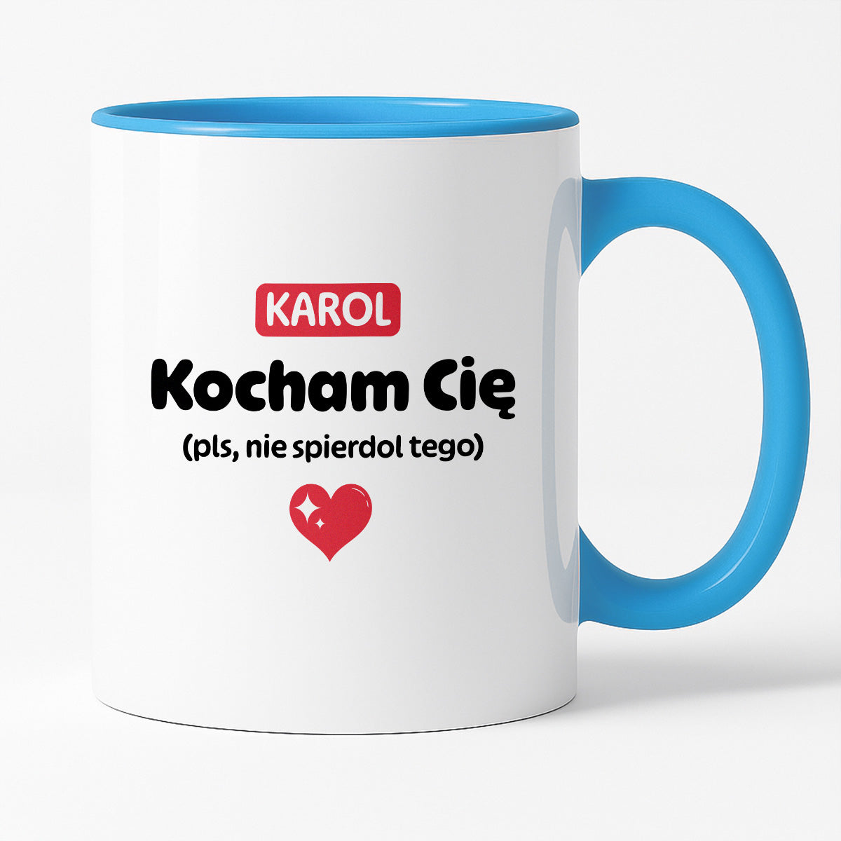 Kubek spersonalizowany z IMIENIEM "Kocham Cię (pls, nie spierdol tego)" II