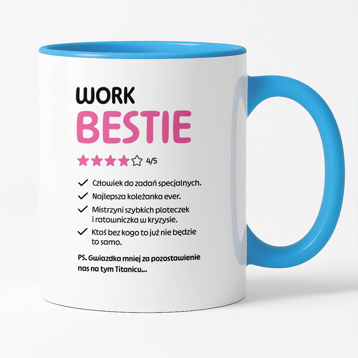 Kubek z nadrukiem "Work Bestie" na odejście z pracy