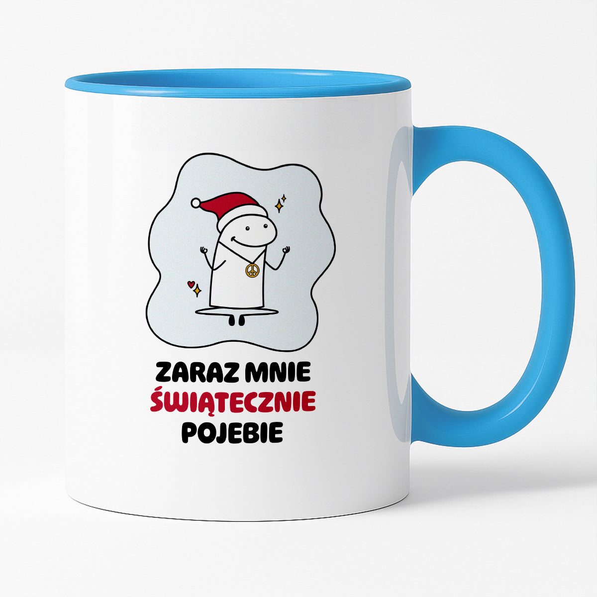 Kubek świąteczny mem "Zaraz mnie świątecznie pojebie"