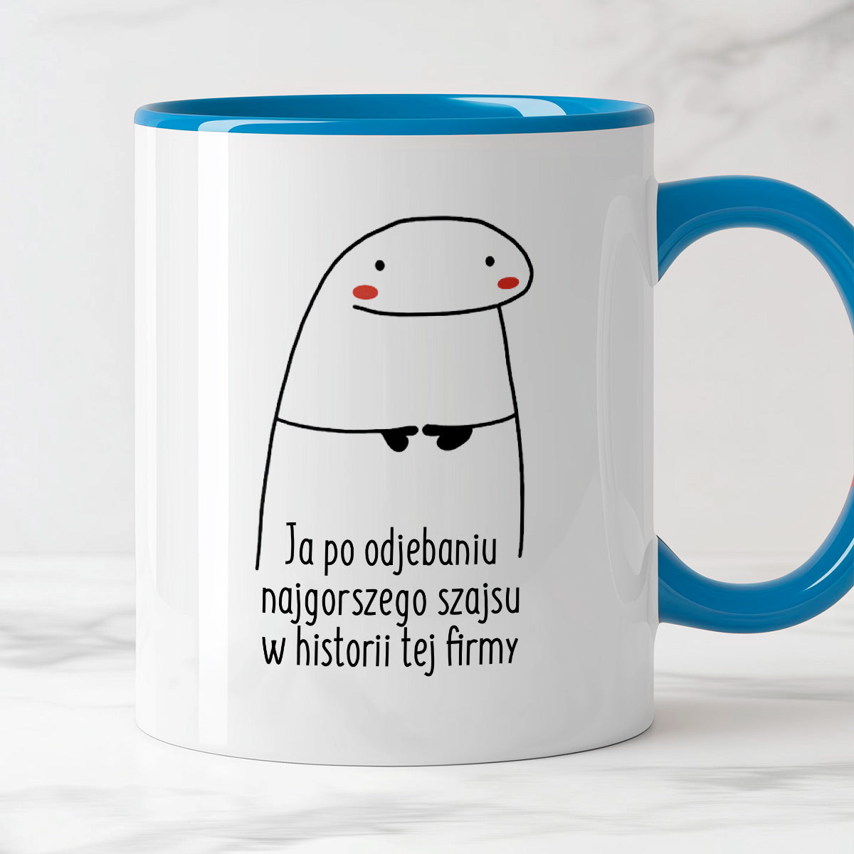 Kubek z nadrukiem "Ja po odjebaniu najgorszego szajsu w historii tej firmy"