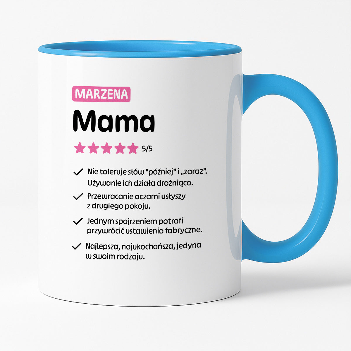 Kubek z nadrukiem - "Mama 5/5" z imieniem