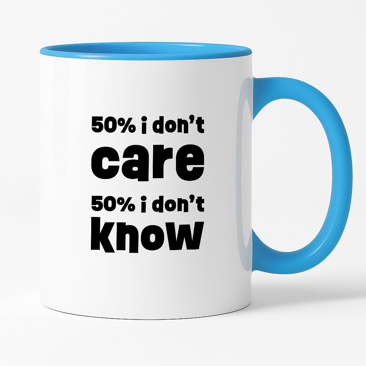Kubek z nadrukiem "50% i don't care 50% i don't know"