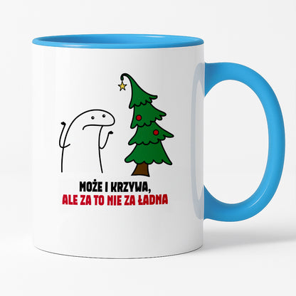 Kubek świąteczny mem "Może i krzywa, ale za to nie za ładna"