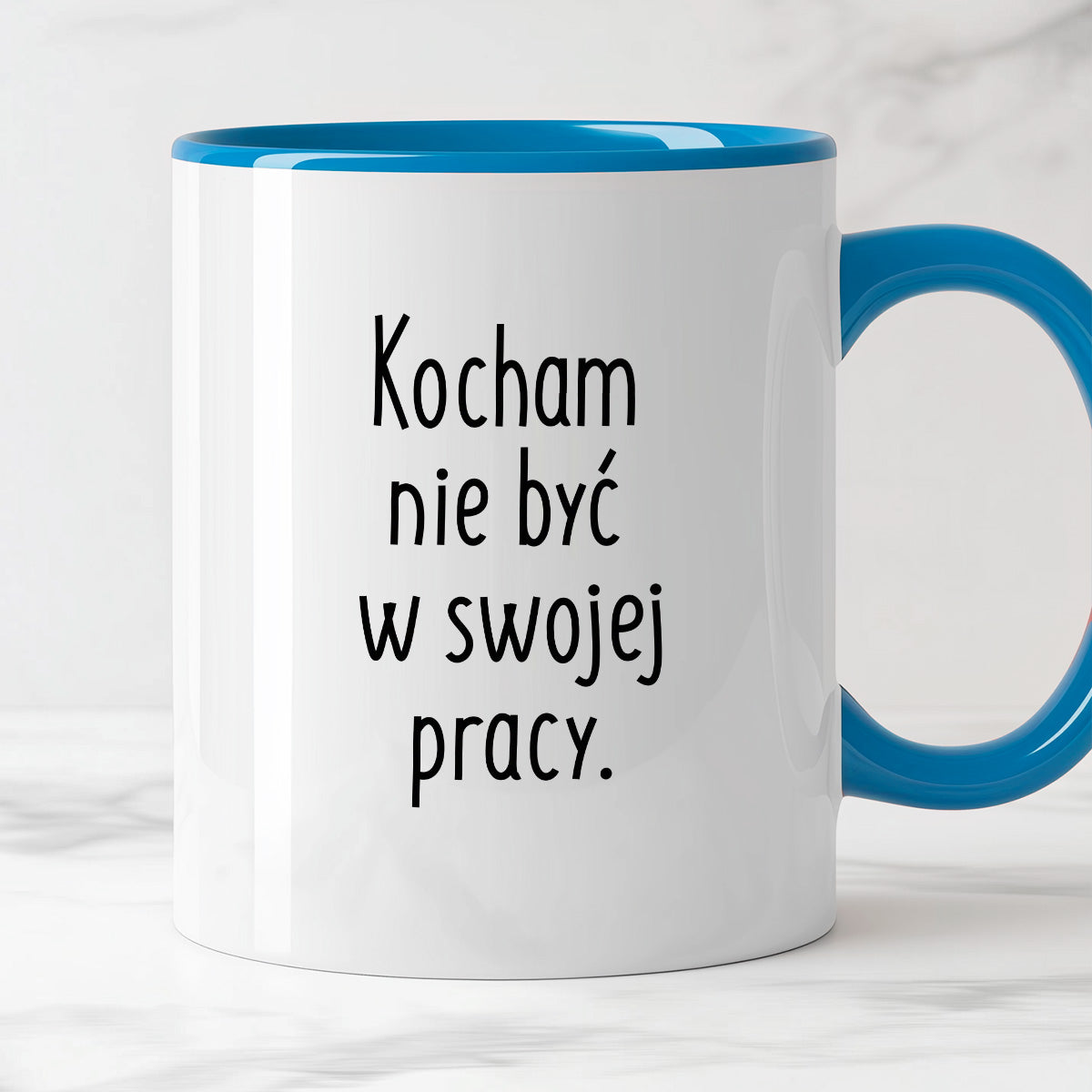 Kubek z nadrukiem "Kocham nie być w swojej pracy"