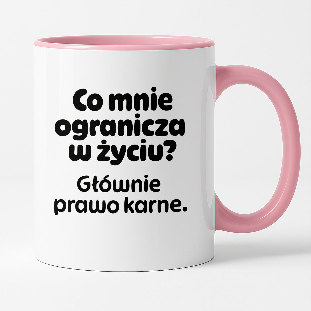 Kubek z nadrukiem - "Co mnie ogranicza? Głownie prawo karne."