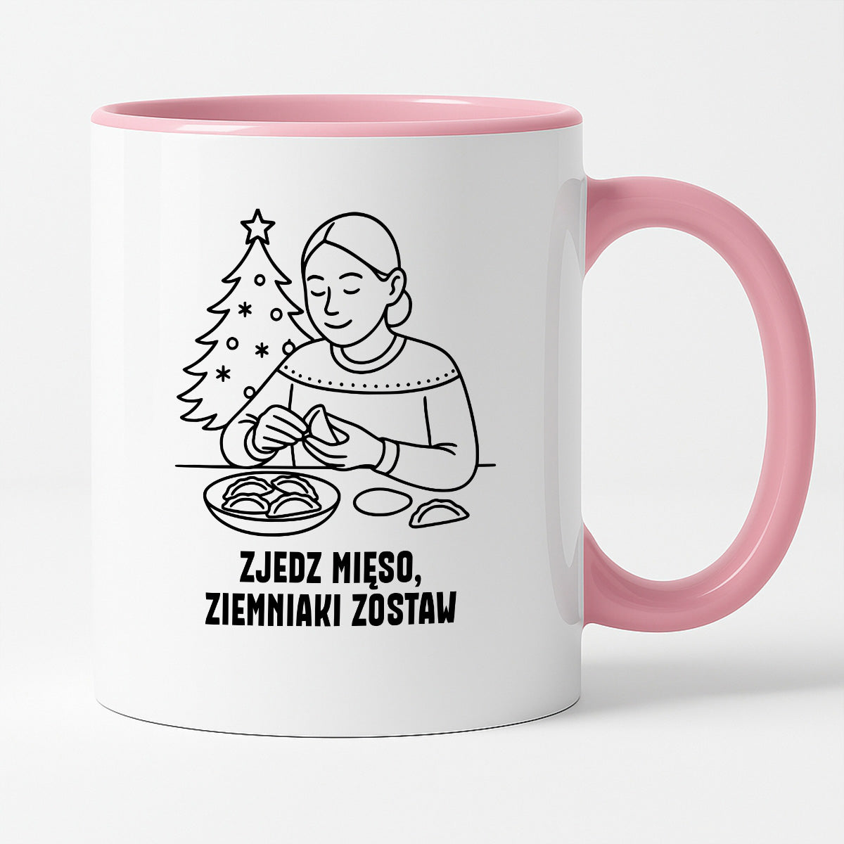 Kubek świąteczny z cytatem MAMY - "Zjedz mięso, ziemniaki zostaw"