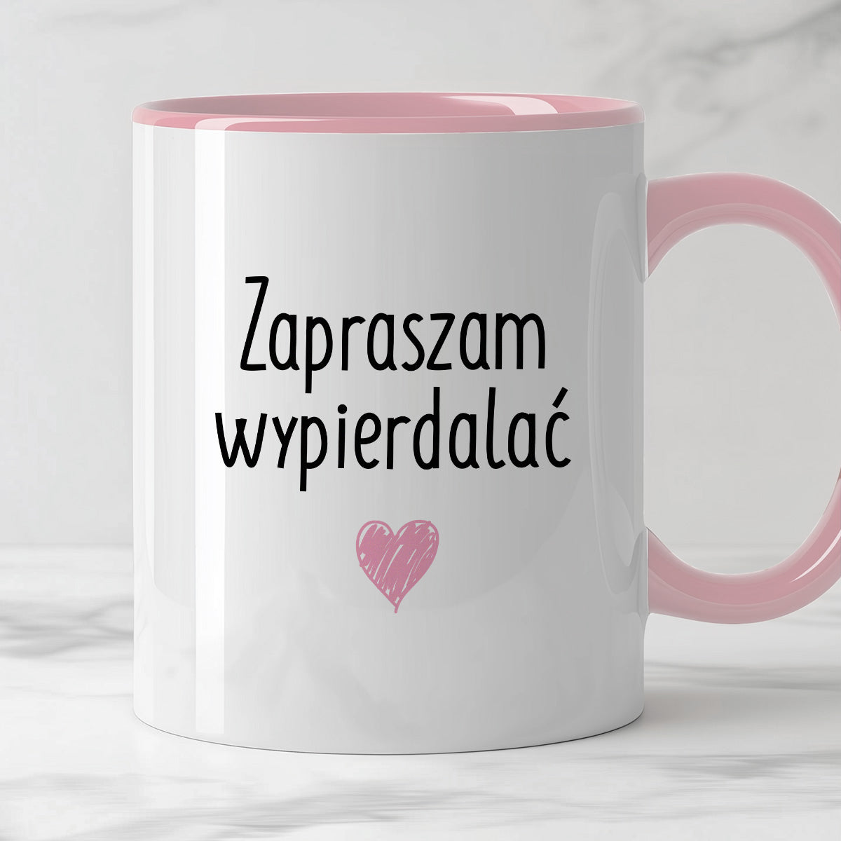 Kubek z nadrukiem "Zapraszam wypierdalać <3"