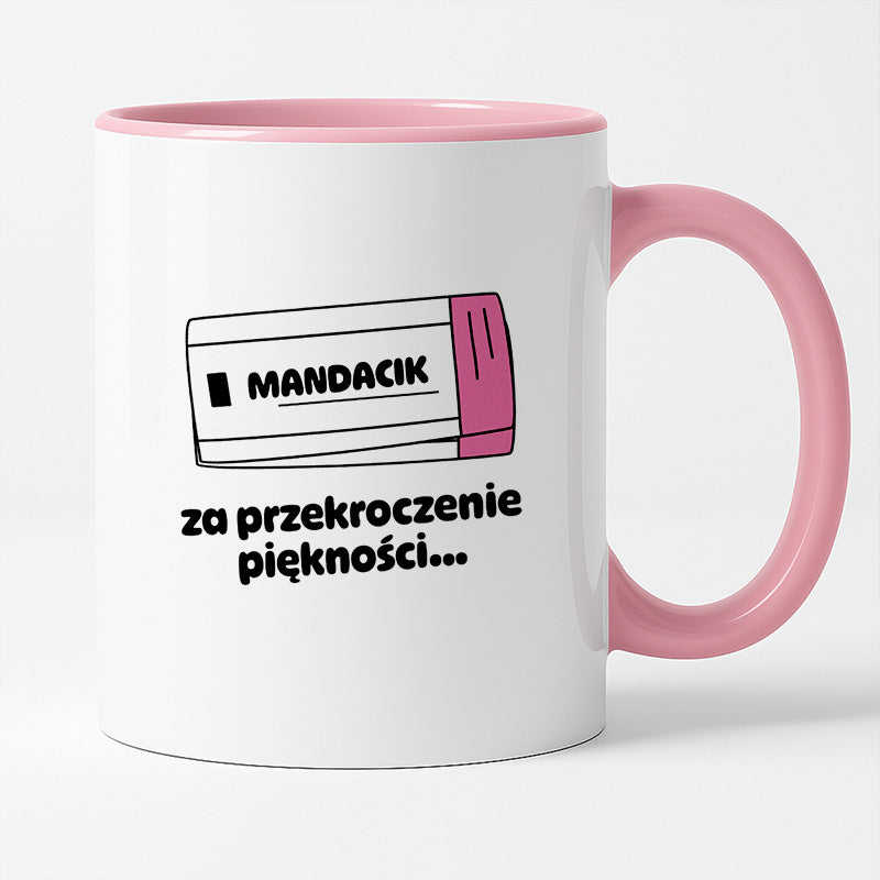 Kubek z nadrukiem "Mandacik za przekroczenie prędkości"