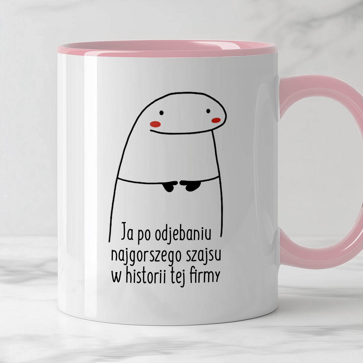 Kubek z nadrukiem "Ja po odjebaniu najgorszego szajsu w historii tej firmy"