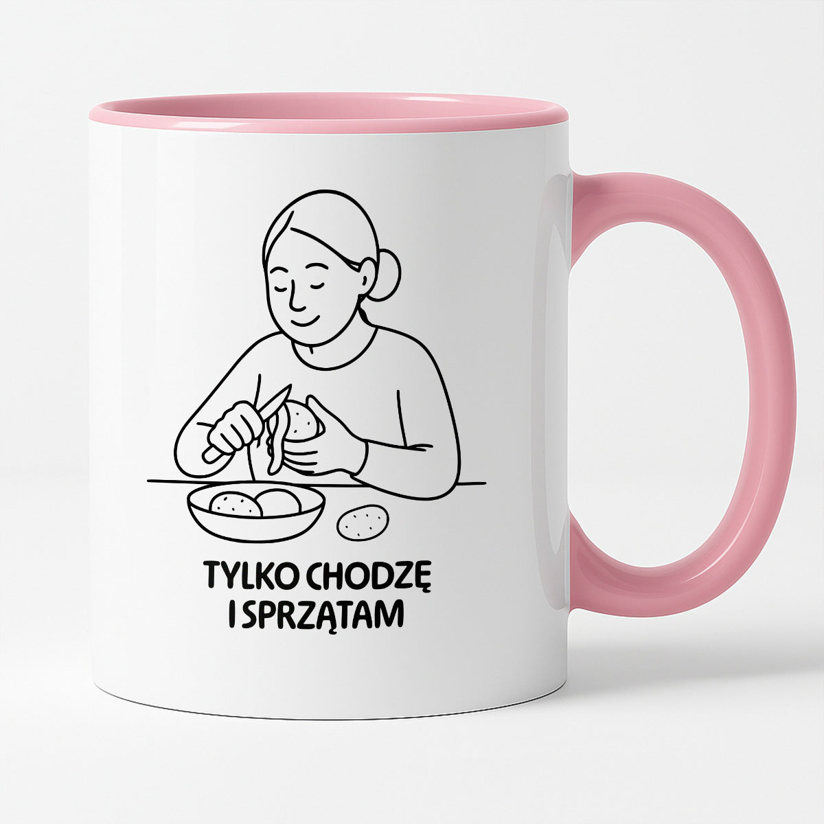 Kubek z nadrukiem "Tylko chodzę i sprzątam" - Cytaty MAMY - DZIEŃ MAMY
