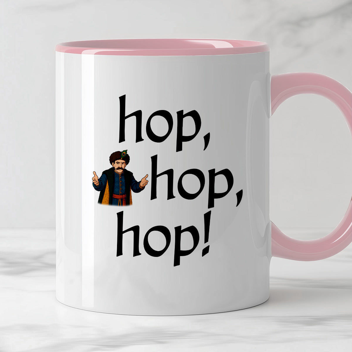 Kubek z nadrukiem "hop, hop, hop!" v2