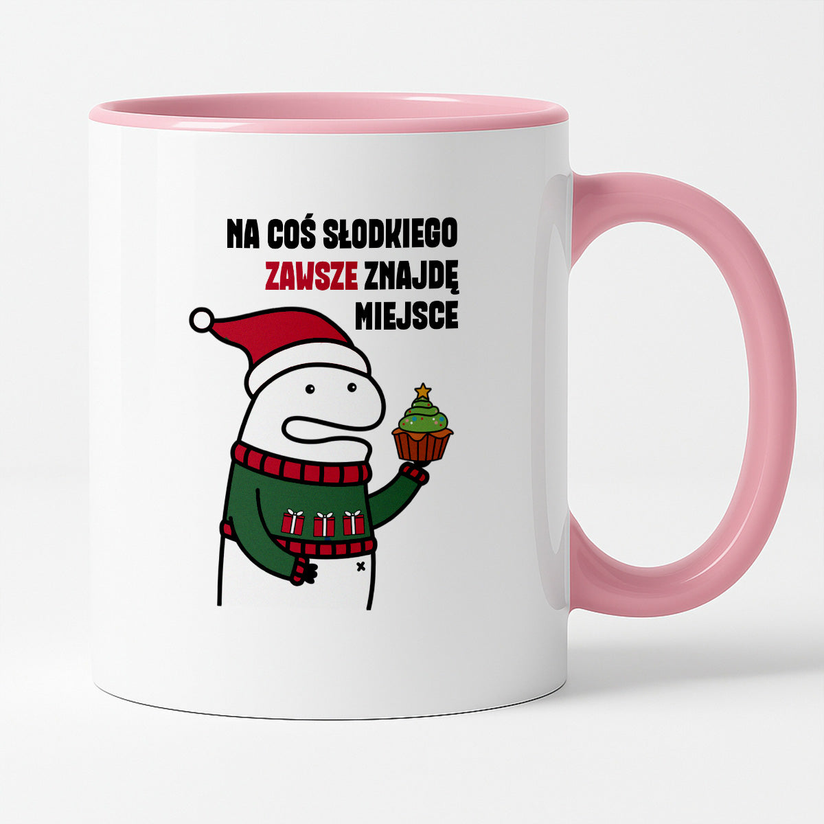 Kubek świąteczny mem "Na cos słodkiego zawsze znajdę miejsce"