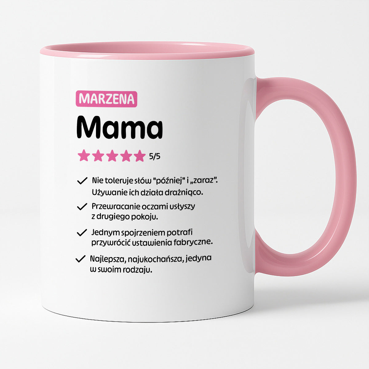 Kubek z nadrukiem - "Mama 5/5" z imieniem