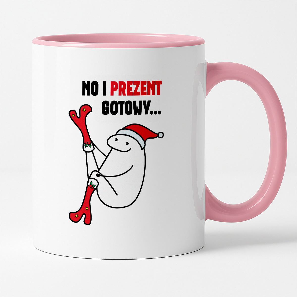 Kubek świąteczny mem "No i prezent gotowy"
