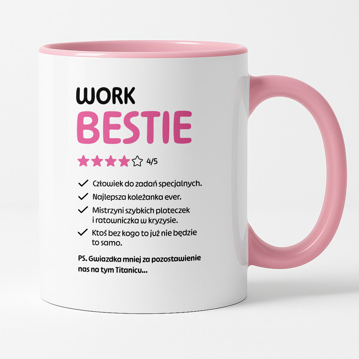 Kubek z nadrukiem "Work Bestie" na odejście z pracy