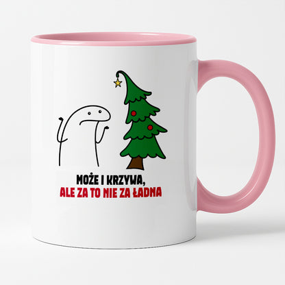 Kubek świąteczny mem "Może i krzywa, ale za to nie za ładna"