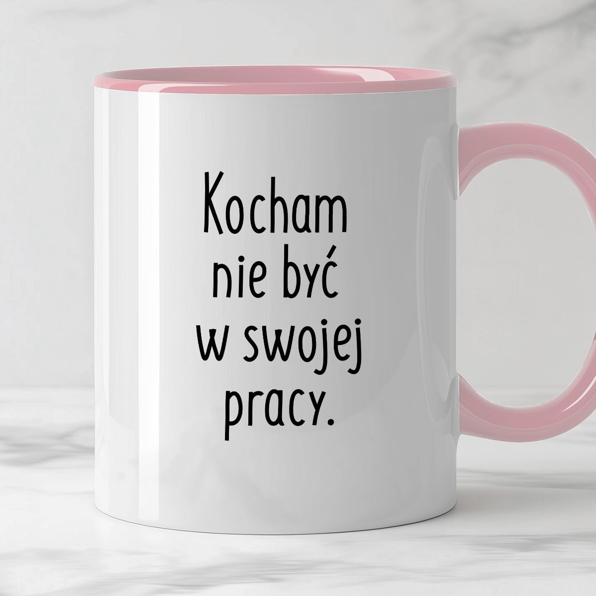 Kubek z nadrukiem "Kocham nie być w swojej pracy"