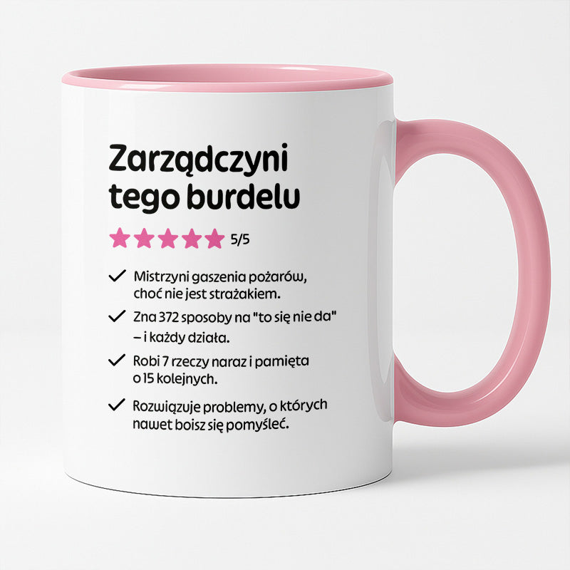 Kubek z nadrukiem "Zarządczyni tego burdelu"