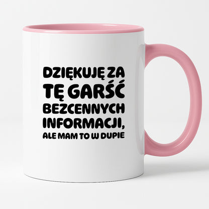 Kubek z nadrukiem - "Dziękuję za tę garść bezcennych informacji"