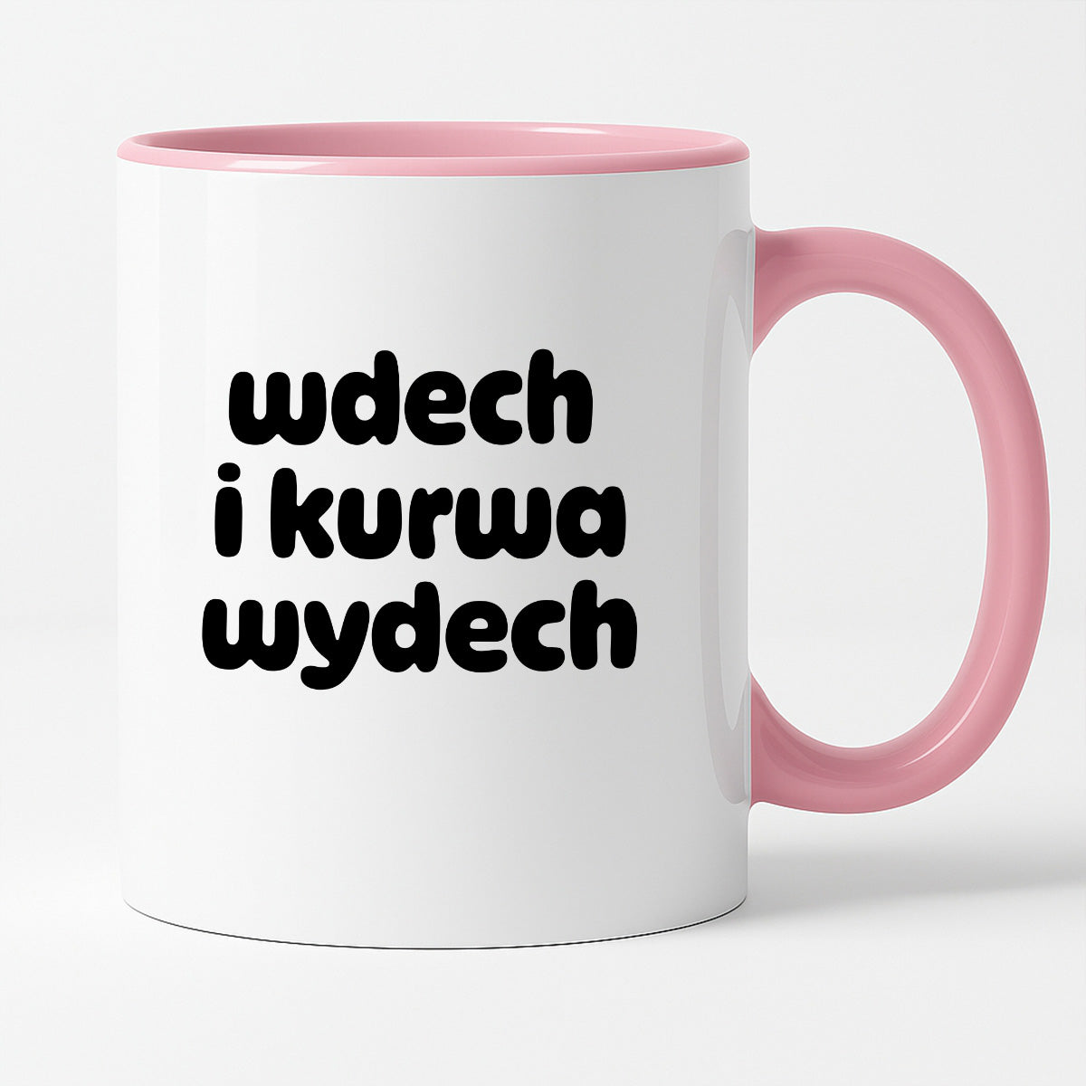 Kubek z nadrukiem "wdech i kurwa wydech" v2
