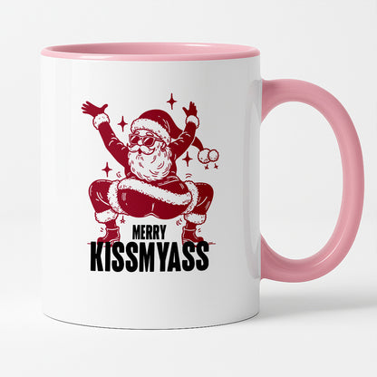 Kubek świąteczny z ✨slay✨ Mikołajem "Merry kissmyass"
