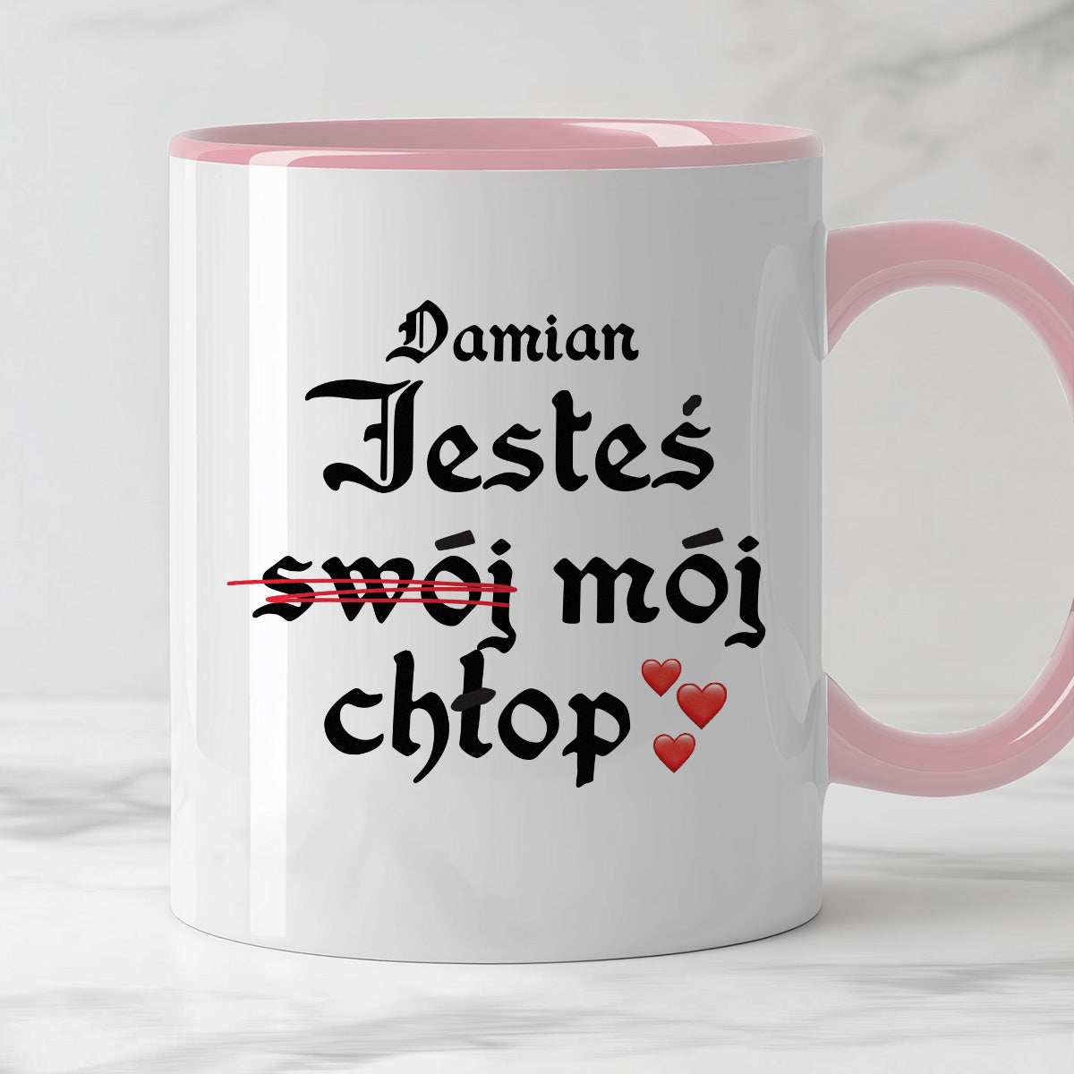 Kubek spersonalizowany z nadrukiem "Jesteś (swój) mój chłop <3"