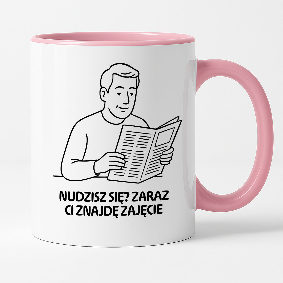 Kubek z nadrukiem "Nudzisz się? Zaraz Ci znajdę zajęcie" - Cytaty TATY - DZIEŃ TATY