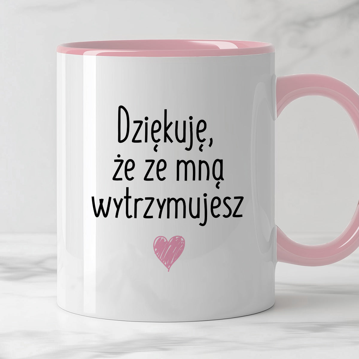 Kubek z nadrukiem "Dziękuję, że ze mną wytrzymujesz"