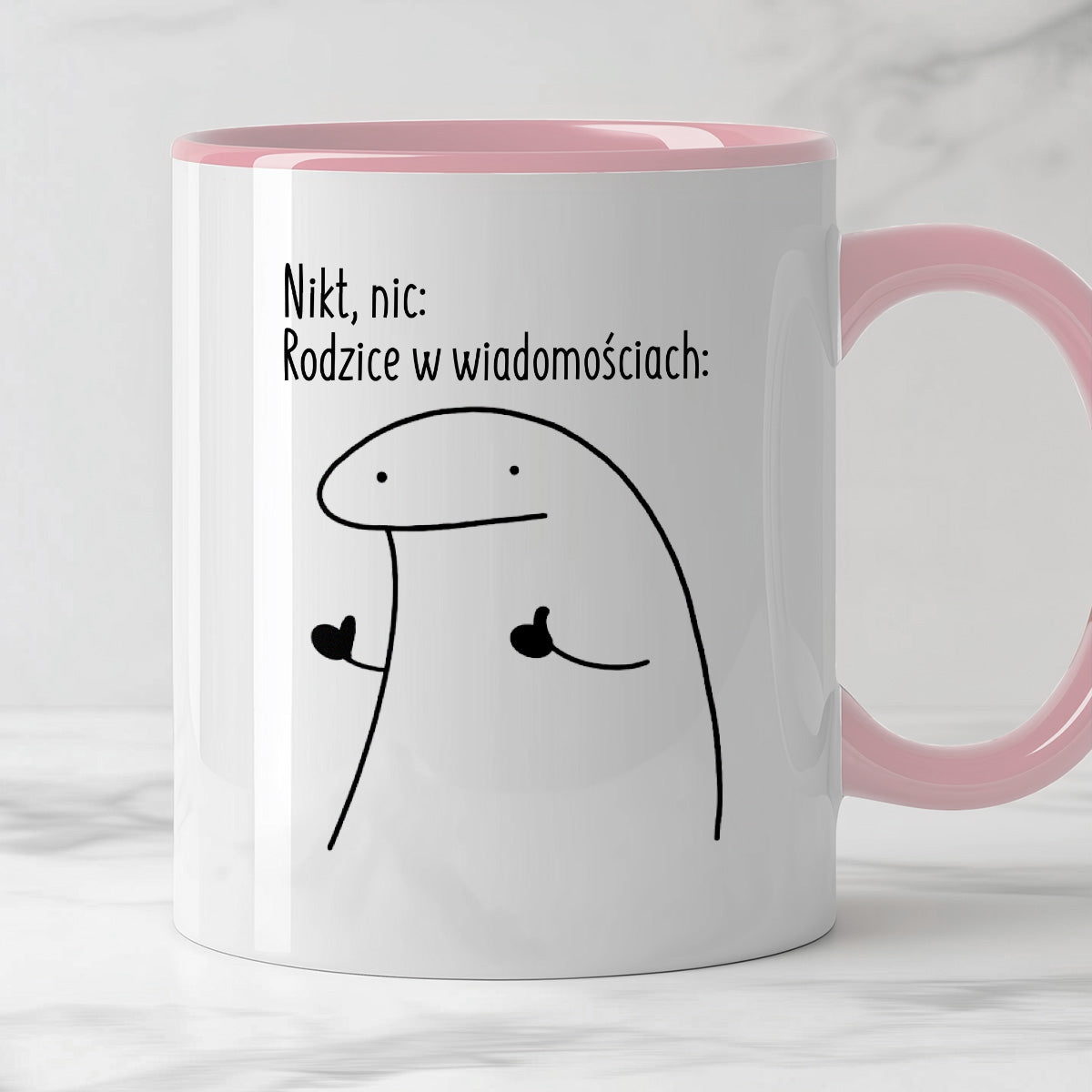 Kubek z nadrukiem "Nikt, nic: Rodzice w wiadomościach:"