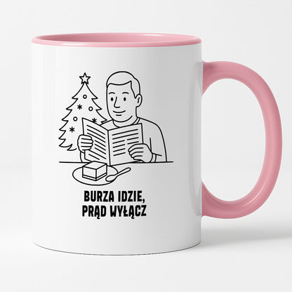 Kubek świąteczny z cytatem TATY - "Burza idzie, prąd wyłącz"