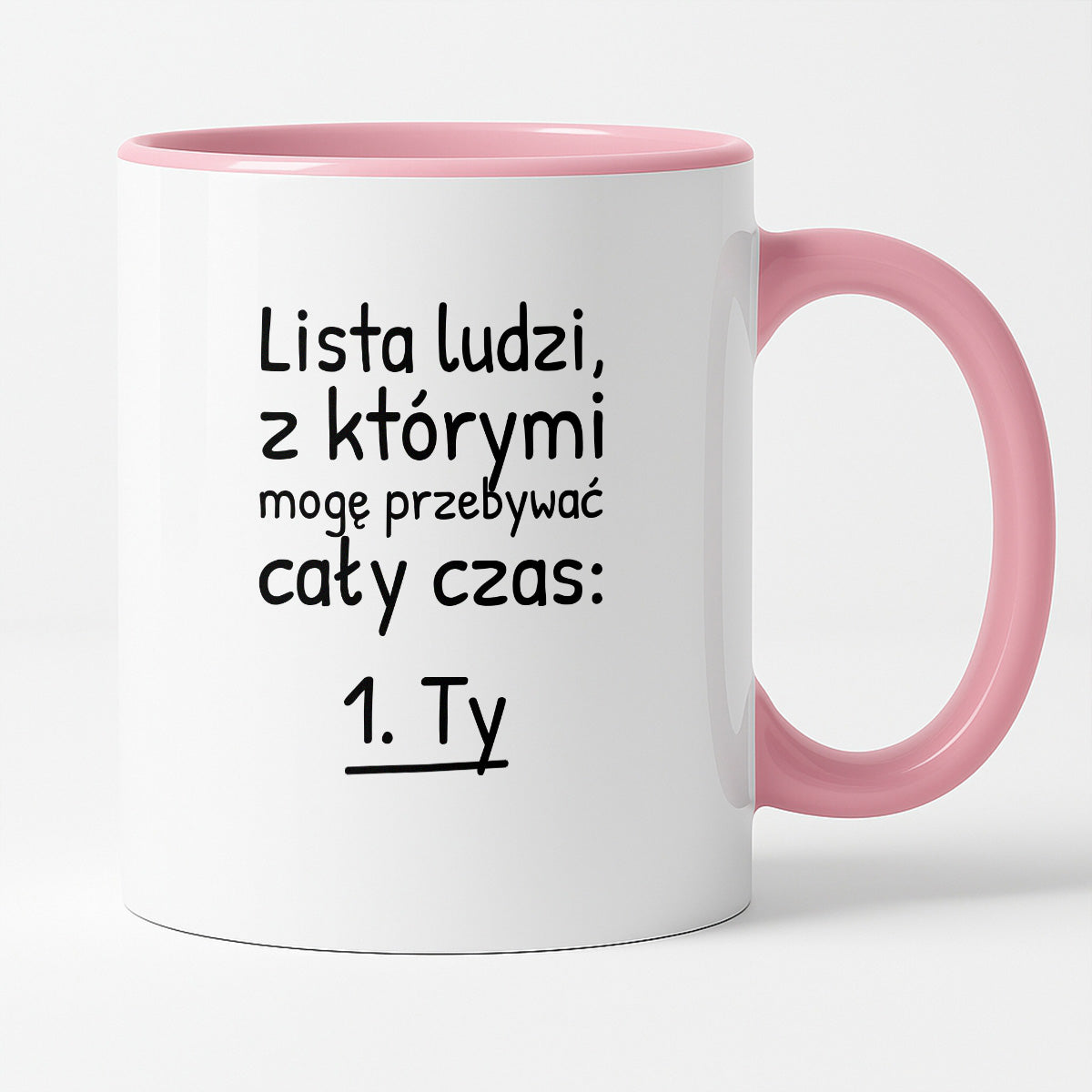 Kubek z nadrukiem - "Lista ludzi, z którymi mogę przebywać cały czas"