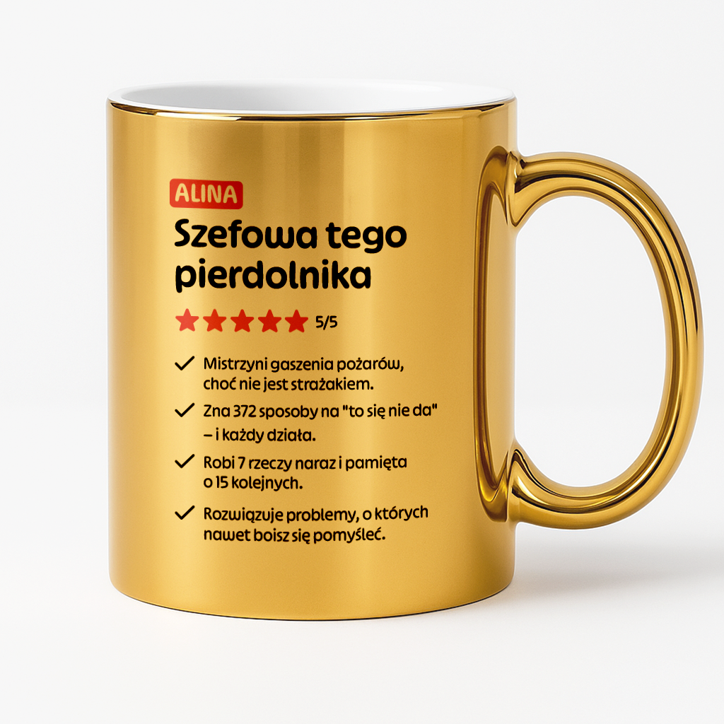 Kubek spersonalizowany z nadrukiem "Szefowa tego pierdolnika"