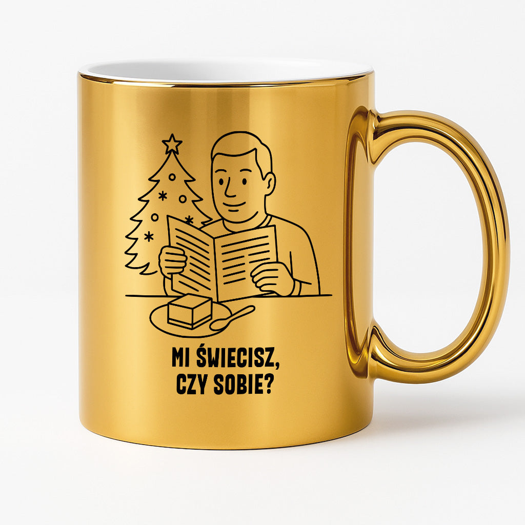 Kubek świąteczny z cytatem TATY - "Mi świecisz, czy sobie?"
