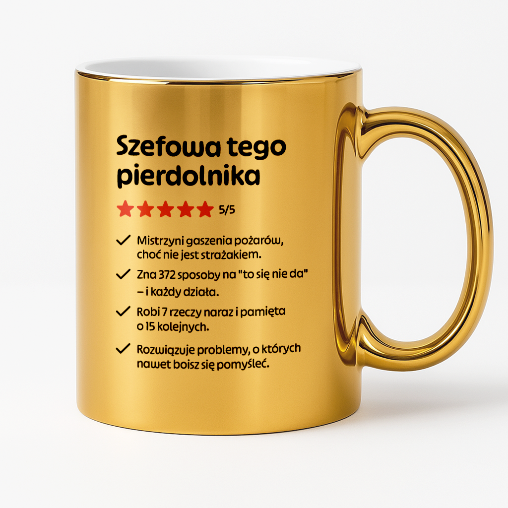 Kubek z nadrukiem "Szefowa tego pierdolnika"