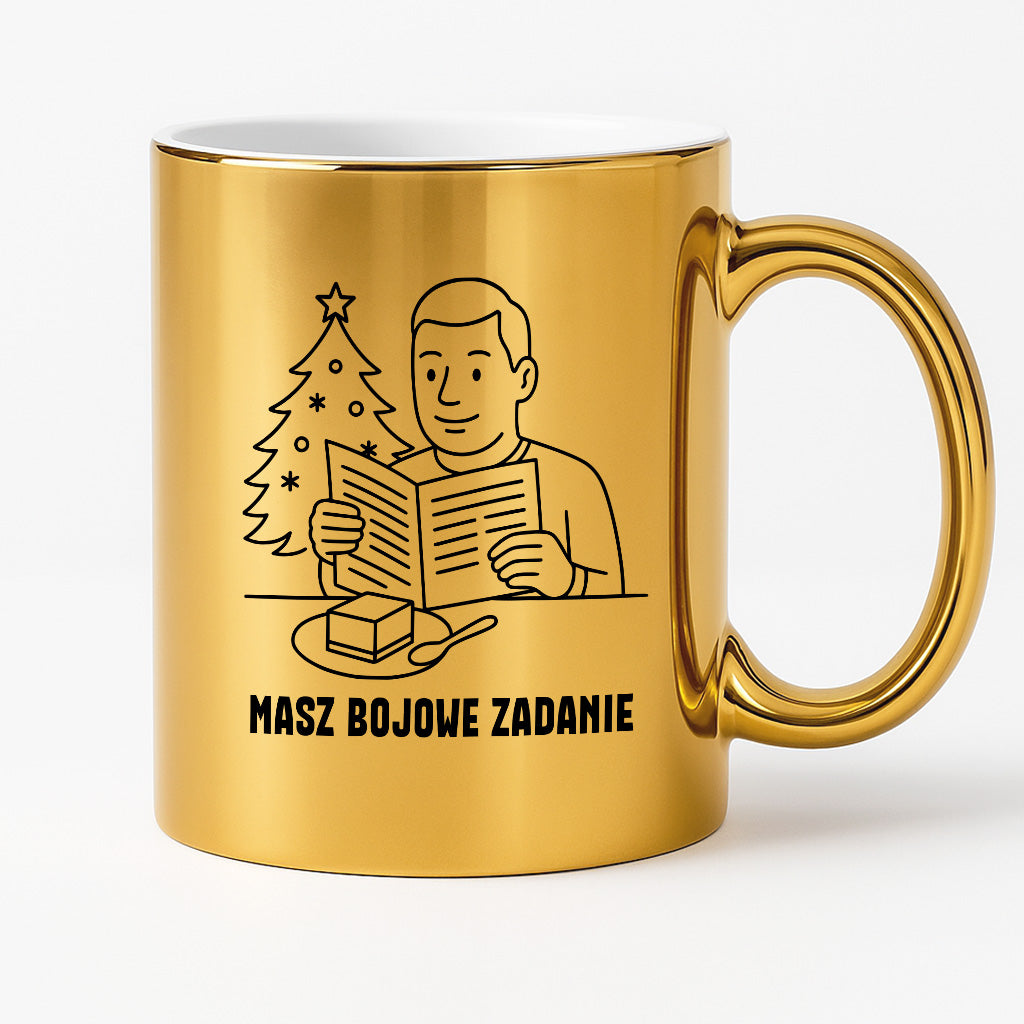 Kubek świąteczny z cytatem TATY - "Masz bojowe zadanie"