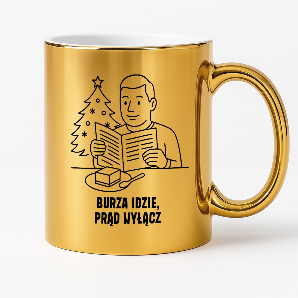 Kubek świąteczny z cytatem TATY - "Burza idzie, prąd wyłącz"