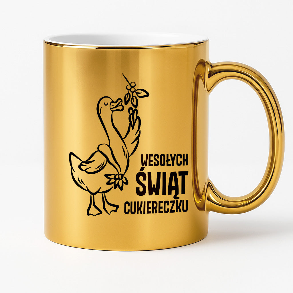 Kubek świąteczny z GĄSKĄ - "WESOŁYCH ŚWIĄT CUKIERECZKU"