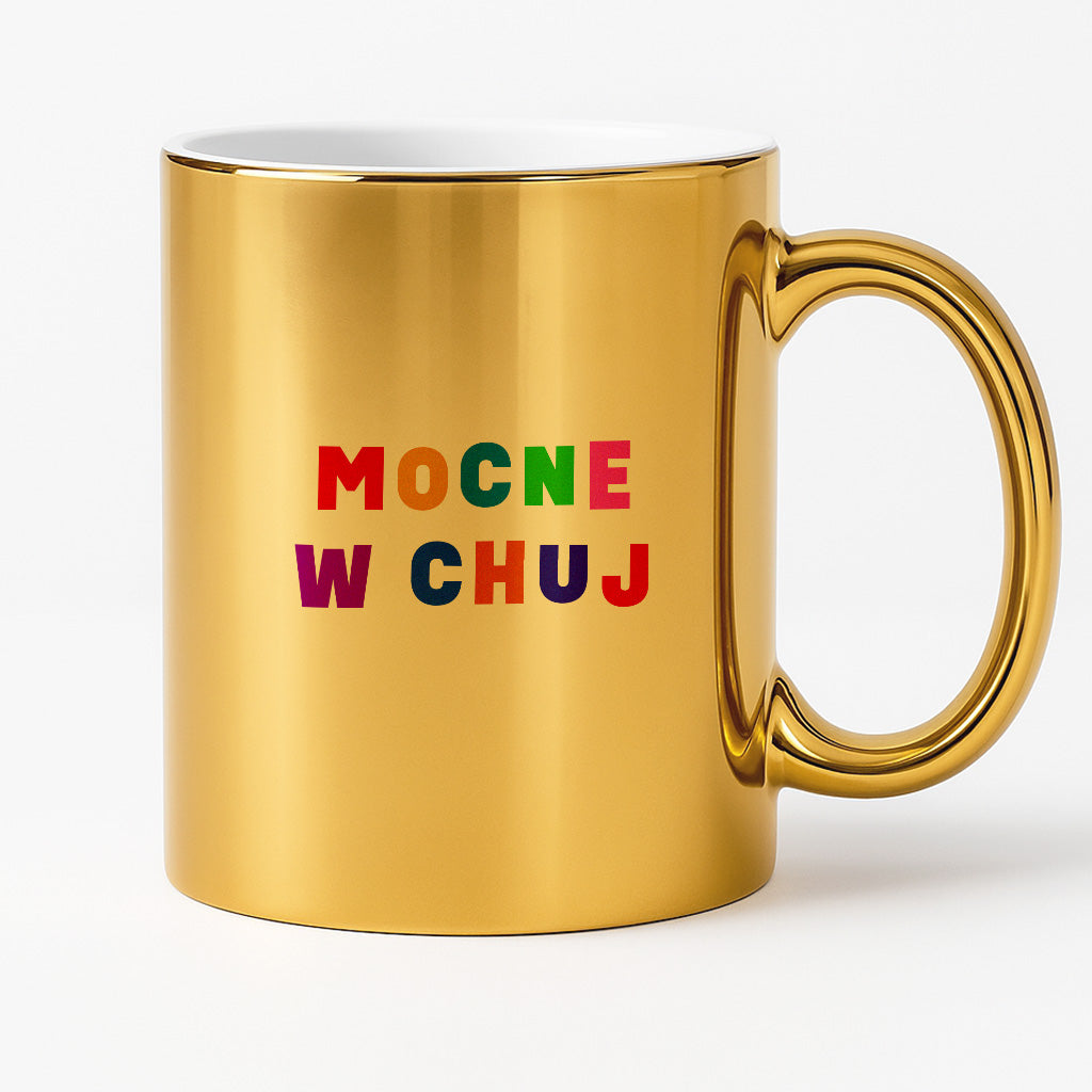 Kubek z kolorowym nadrukiem "mocne w chuj"