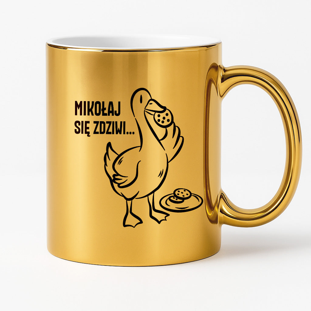 Kubek świąteczny z GĄSKĄ - "MIKOŁAJ SIĘ ZDZIWI"