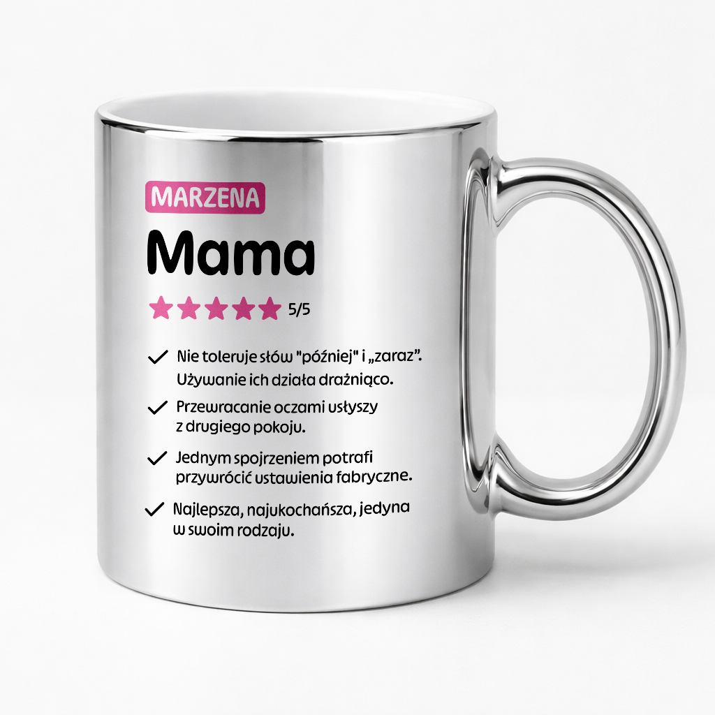 Kubek z nadrukiem - "Mama 5/5" z imieniem
