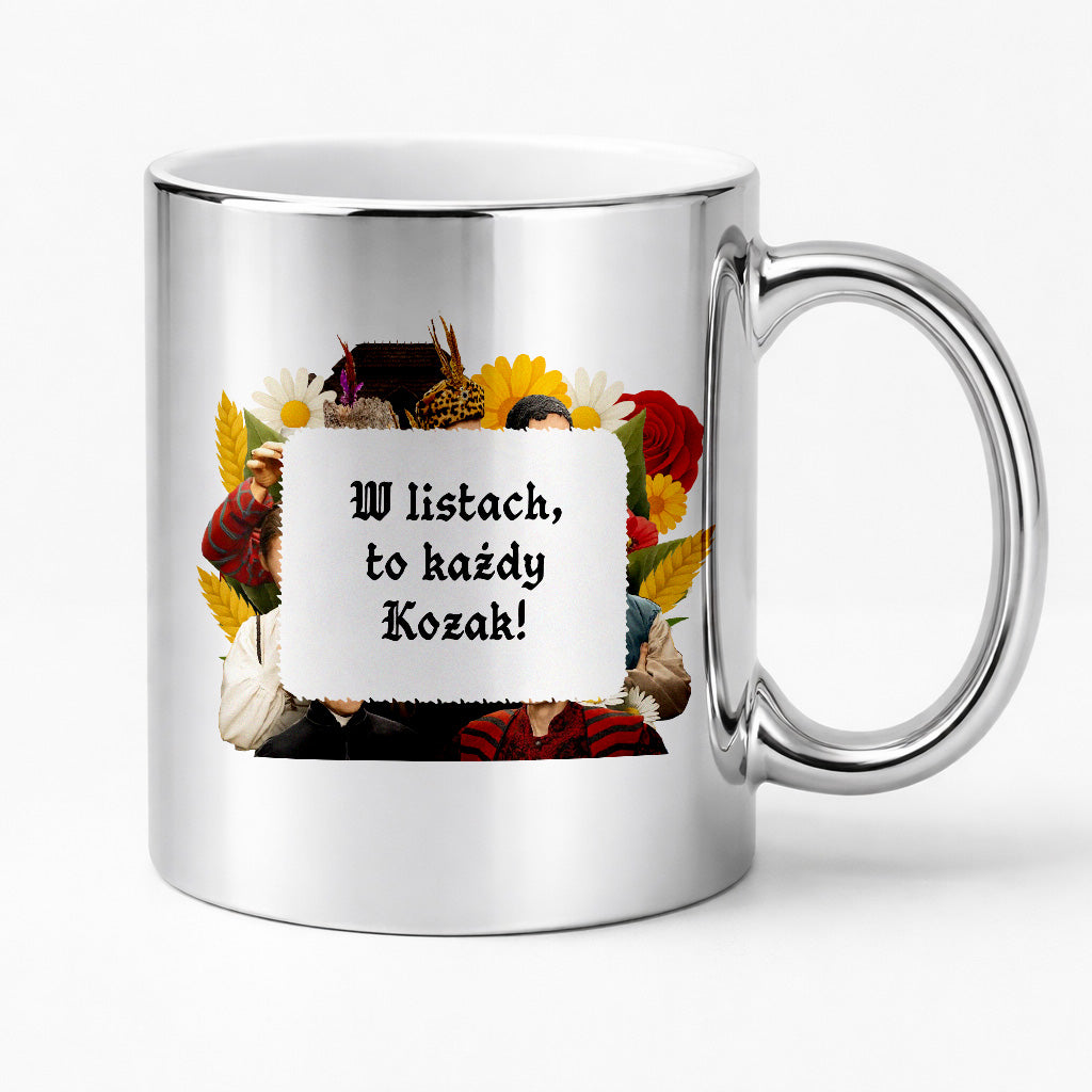 Kubek z nadrukiem "W listach, to każdy Kozak!" NOWE 1670